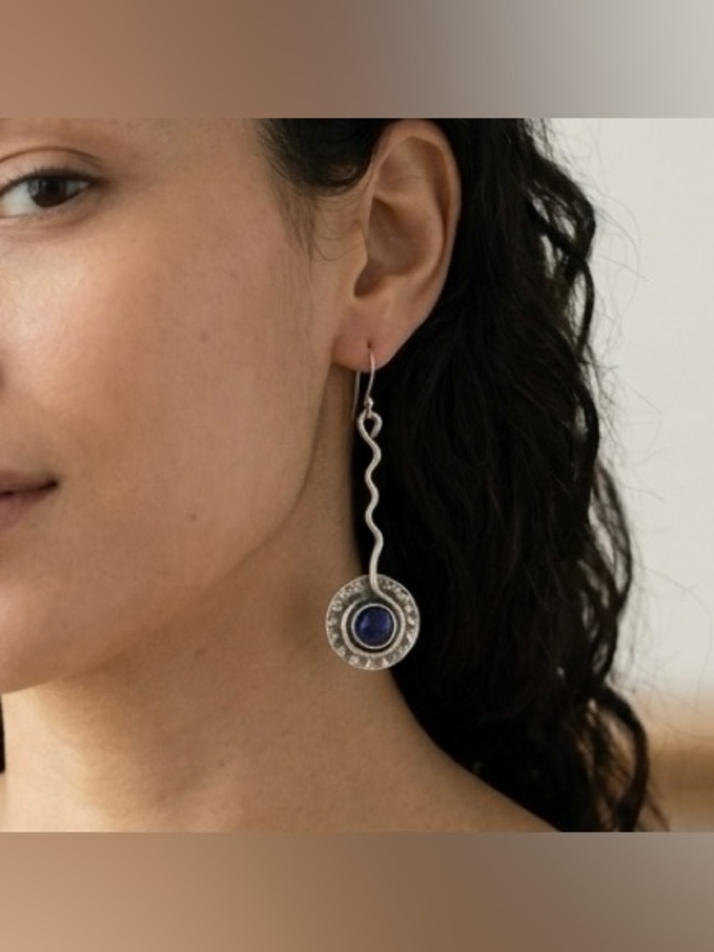 Crystal Guild Vintage Inspired Lapis Lazuli 925 Silver Statement Dangle Earrings